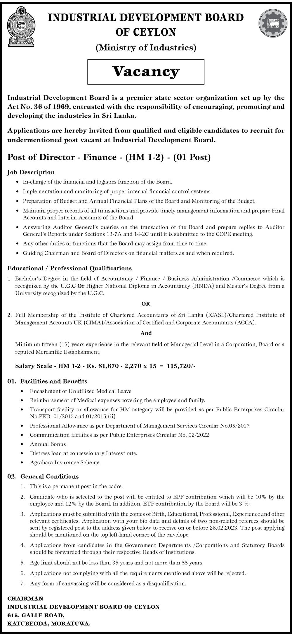 Director Finance Industrial Development Board Of Ceylon director-finance-industrial-development-board-of-ceylon