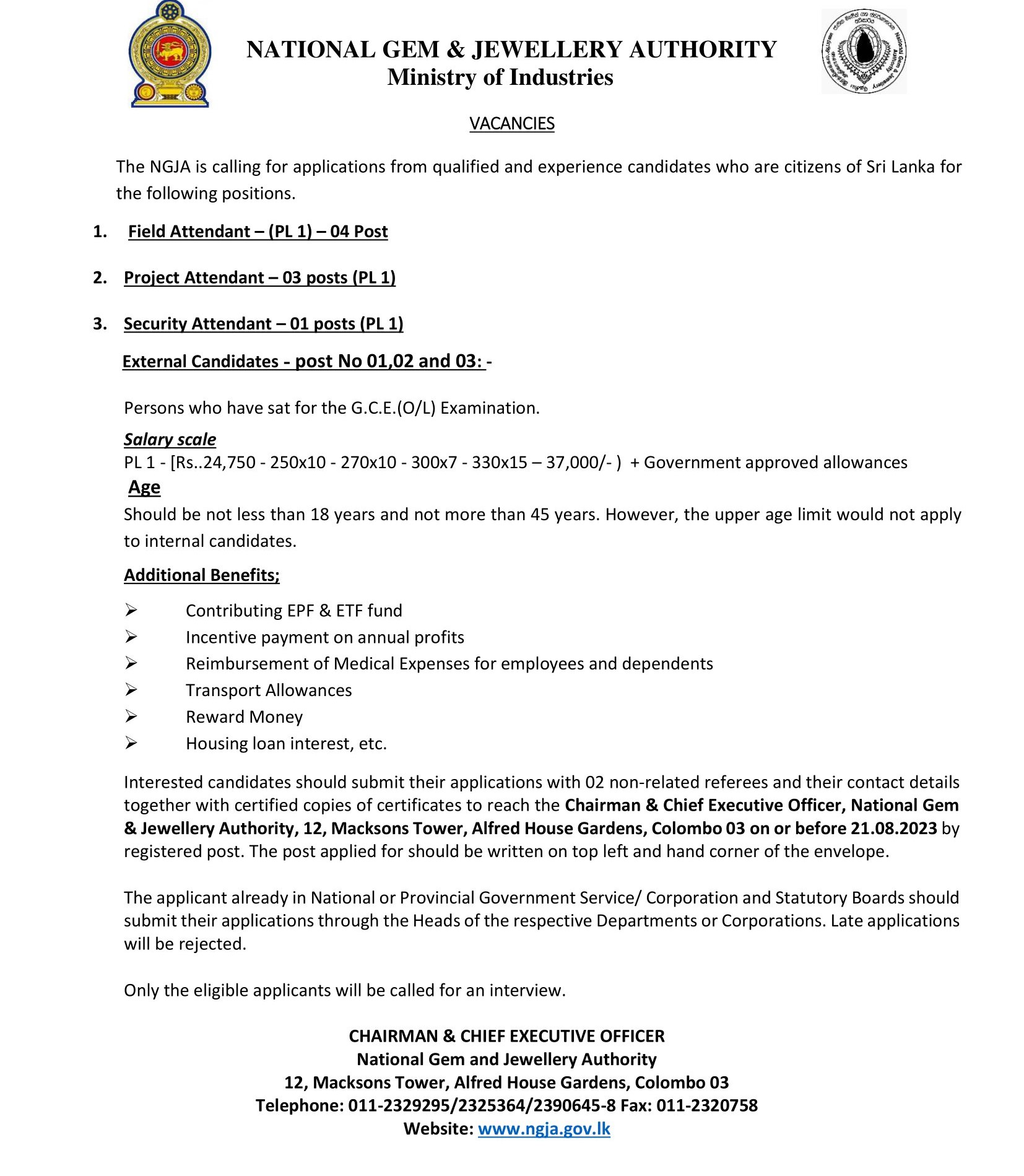 Field Attendant, Project Attendant, Security Attendant National Gem