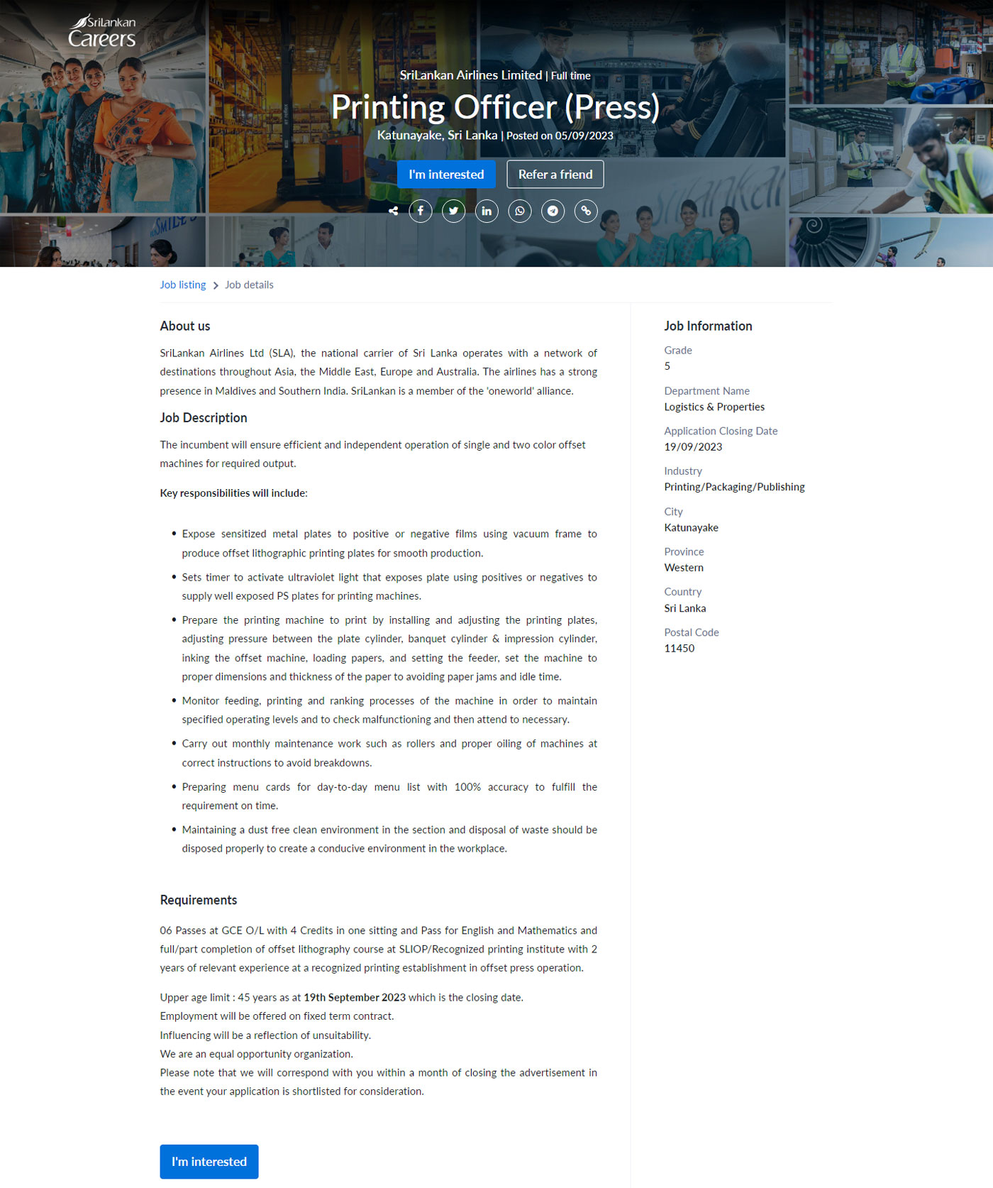 Printing Supervisor, Senior Binder, Printing Officer (Press