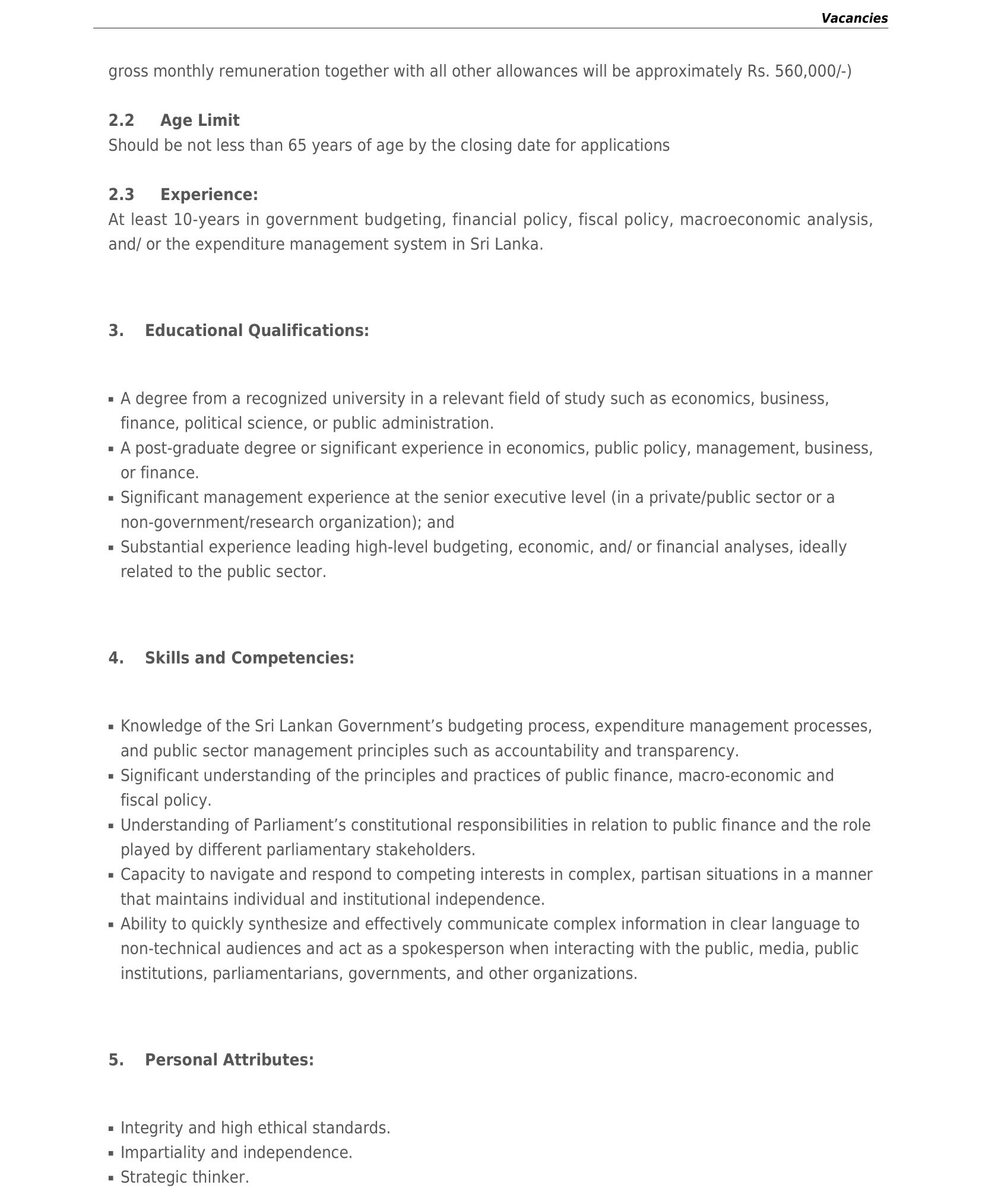 Parliamentary Budget Officer, Deputy Parliamentary Budget Officer ...