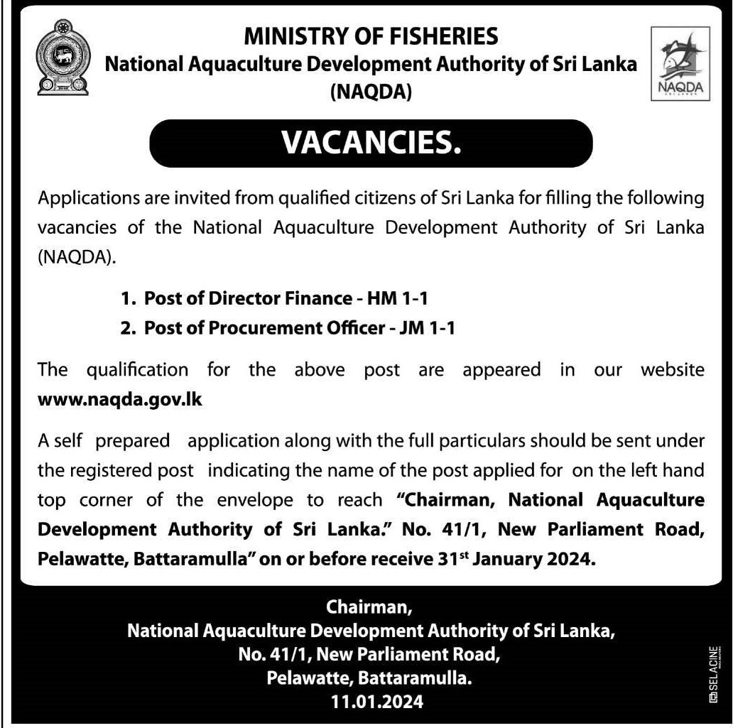 Director (Finance), Procurement Officer National Aquaculture