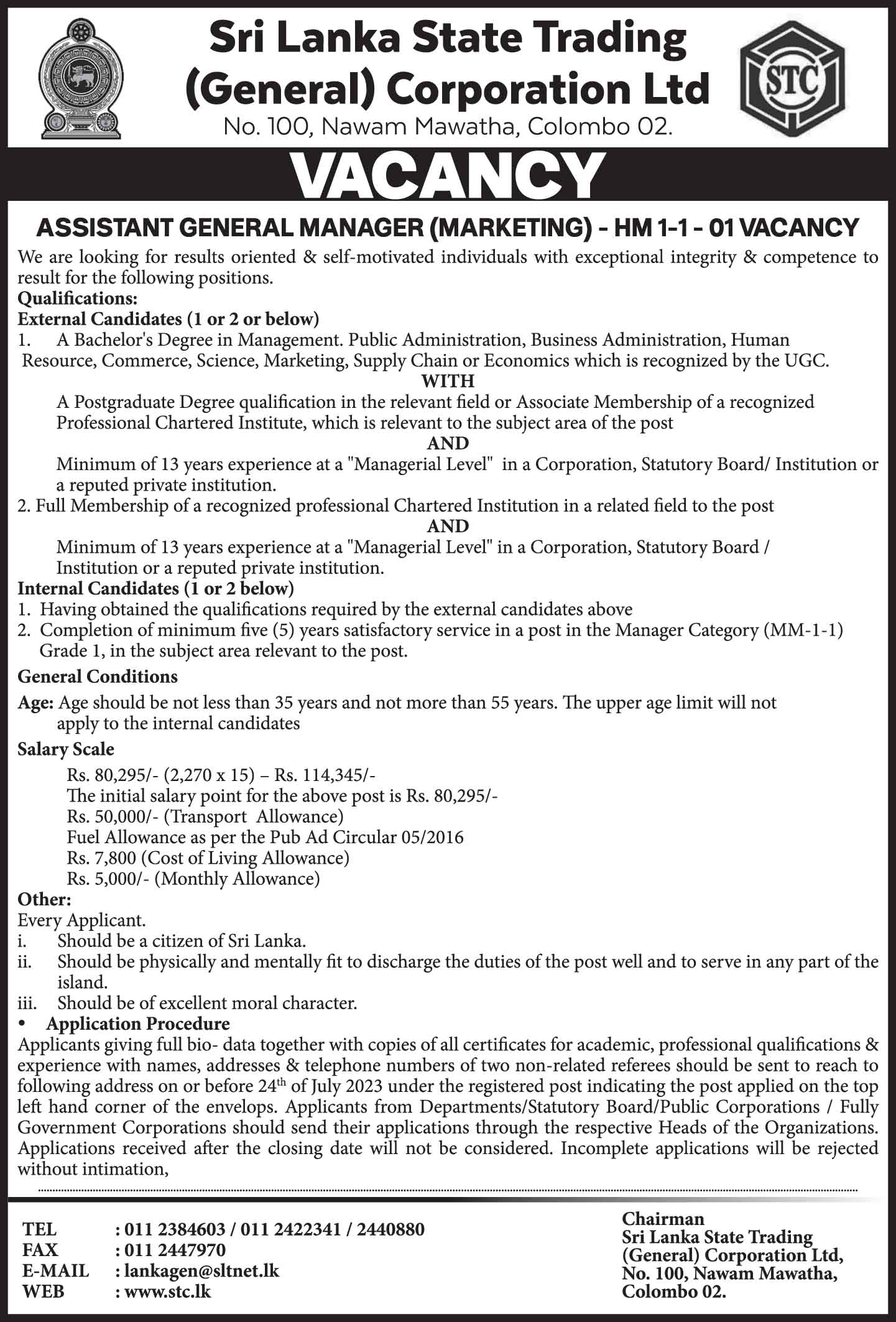 Assistant General Manager Marketing Sri Lanka State Trading 