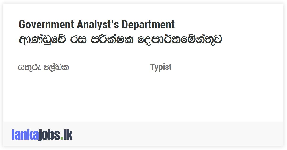 Typist Government Analyst’s Department